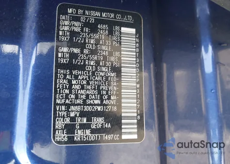 2023 Nissan Rogue Platinum Intelligent Awd из США, поврежденный, VIN JN8BT3DD2PW312718